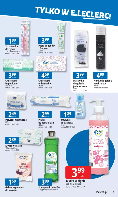 Leclerc - gazetka promocyjna Oferta E.Leclerc I Tanio to tu! od poniedziałku 25.08 do poniedziałku 01.09 - strona 3