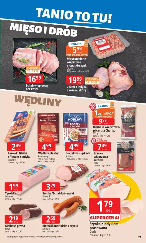 Leclerc - gazetka promocyjna Oferta E.Leclerc I Tanio to tu! od poniedziałku 25.08 do poniedziałku 01.09 - strona 21