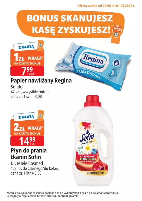 Leclerc - gazetka promocyjna Oferta E.Leclerc I Bonus skanujesz, kasę zyskujesz od poniedziałku 25.08 do poniedziałku 01.09 - strona 2