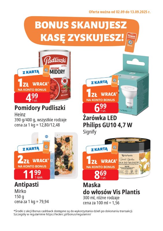Leclerc - gazetka promocyjna Oferta E.Leclerc I Bonus skanujesz, kasę zyskujesz od wtorku 02.09 do soboty 13.09 - strona 2