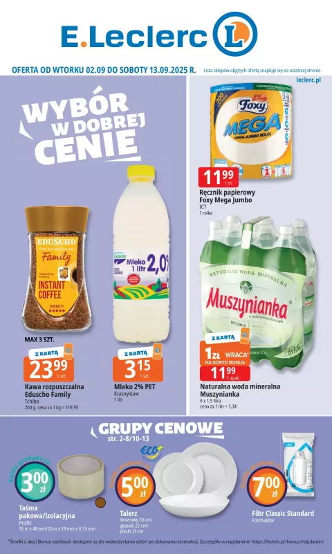 Leclerc - gazetka promocyjna Oferta E. Leclerc | Wybór w dobrej cenie od wtorku 02.09 do soboty 13.09