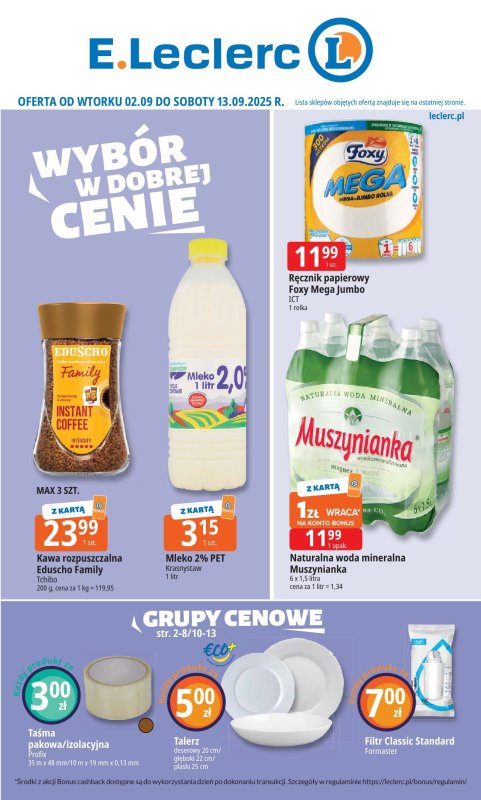 Leclerc - gazetka promocyjna Oferta E. Leclerc | Wybór w dobrej cenie od środy 03.09 do soboty 13.09