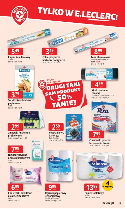 Leclerc - gazetka promocyjna Oferta E.Leclerc I Tanio to tu! od poniedziałku 08.09 do poniedziałku 15.09 - strona 19