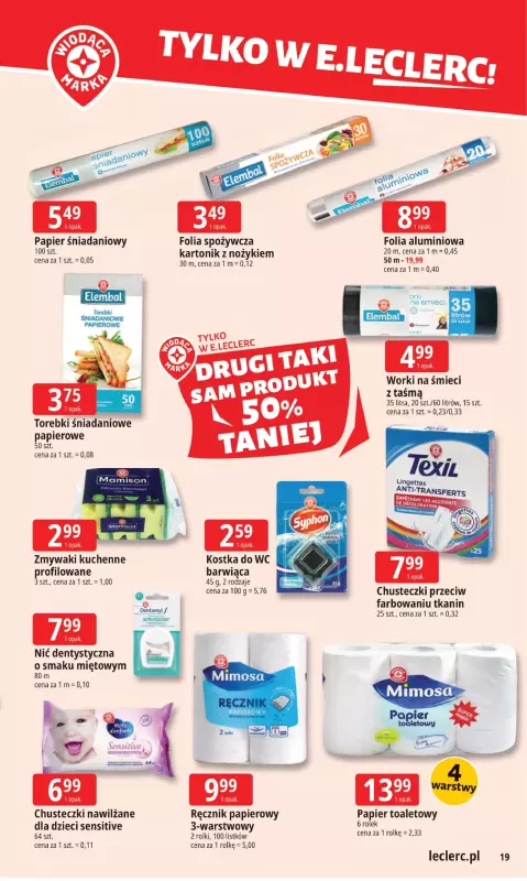 Leclerc - gazetka promocyjna Oferta E.Leclerc I Tanio to tu! od poniedziałku 08.09 do poniedziałku 15.09 - strona 19
