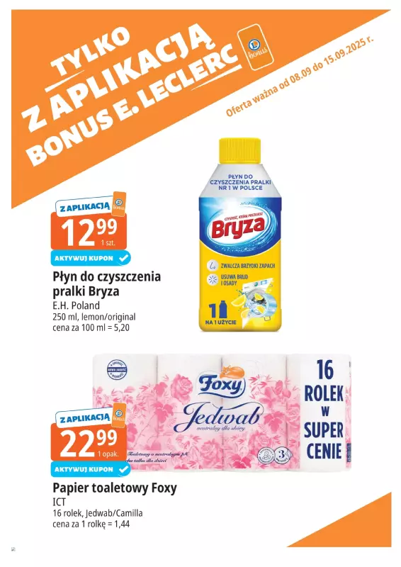 Leclerc - gazetka promocyjna Oferta E.Leclerc I Bonus skanujesz, kasę zyskujesz od poniedziałku 08.09 do poniedziałku 15.09 - strona 9