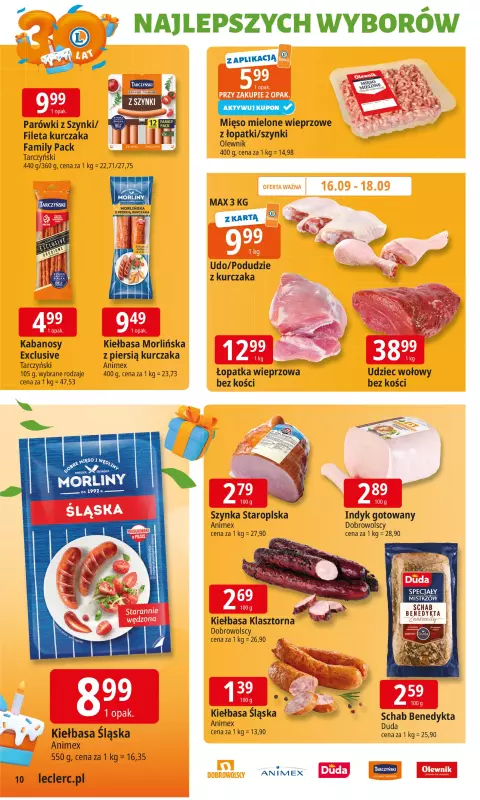 Leclerc - gazetka promocyjna Oferta E.Leclerc I 30 lat najlepszych wyborów od wtorku 16.09 do soboty 27.09 - strona 10