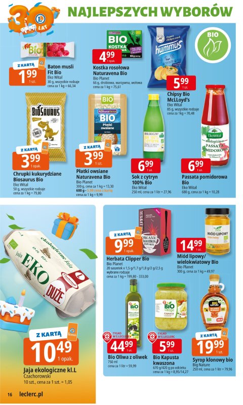 Leclerc - gazetka promocyjna Oferta E.Leclerc I 30 lat najlepszych wyborów od wtorku 16.09 do soboty 27.09 - strona 16