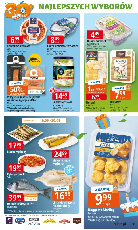 Leclerc - gazetka promocyjna Oferta E.Leclerc I 30 lat najlepszych wyborów od wtorku 16.09 do soboty 27.09 - strona 9