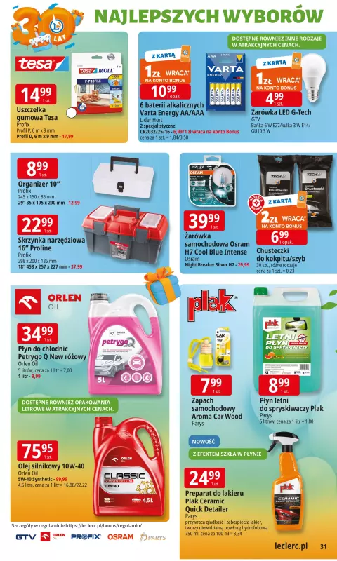 Leclerc - gazetka promocyjna Oferta E.Leclerc I 30 lat najlepszych wyborów od wtorku 16.09 do soboty 27.09 - strona 31