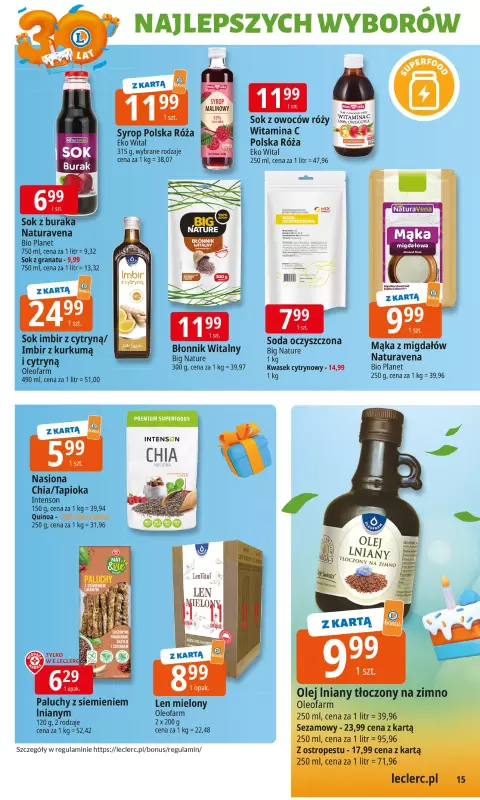 Leclerc - gazetka promocyjna Oferta E.Leclerc I 30 lat najlepszych wyborów od wtorku 16.09 do soboty 27.09 - strona 15