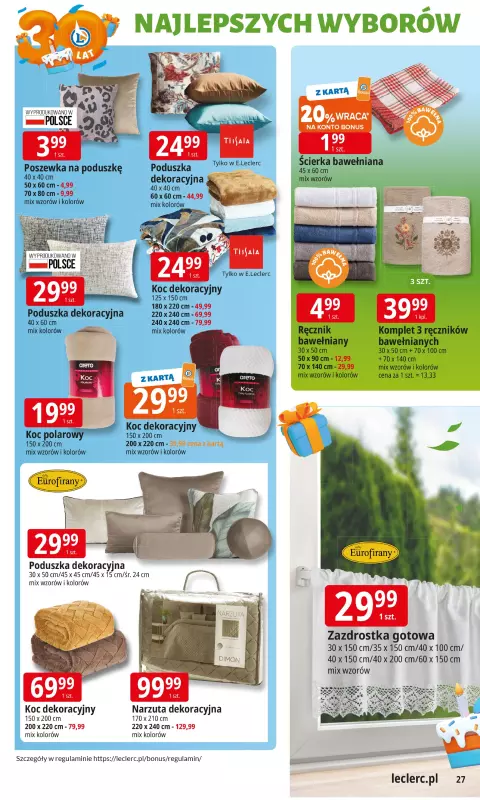 Leclerc - gazetka promocyjna Oferta E.Leclerc I 30 lat najlepszych wyborów od wtorku 16.09 do soboty 27.09 - strona 27
