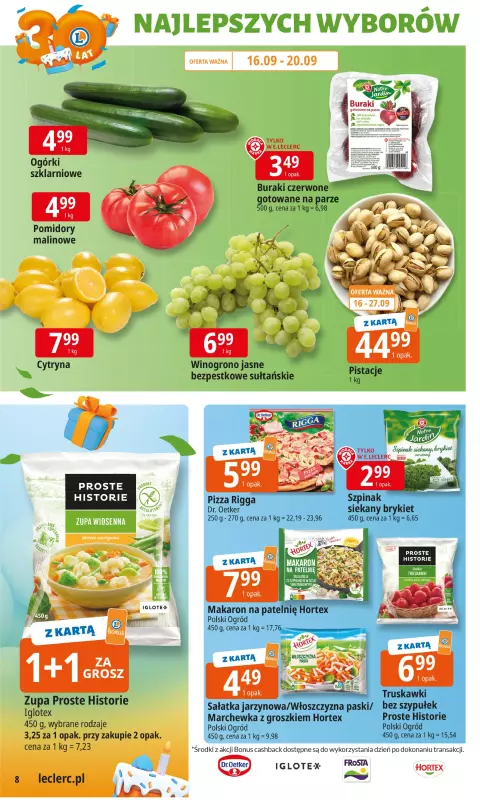Leclerc - gazetka promocyjna Oferta E.Leclerc I 30 lat najlepszych wyborów od wtorku 16.09 do soboty 27.09 - strona 8