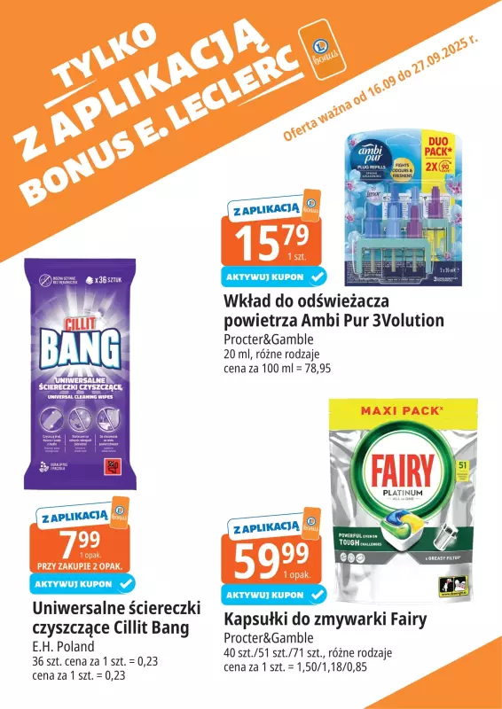 Leclerc - gazetka promocyjna Oferta E.Leclerc I Bonus skanujesz, kasę zyskujesz od wtorku 16.09 do soboty 27.09 - strona 15