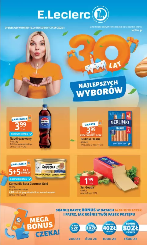 Leclerc - gazetka promocyjna Oferta E.Leclerc I 30 lat najlepszych wyborów  