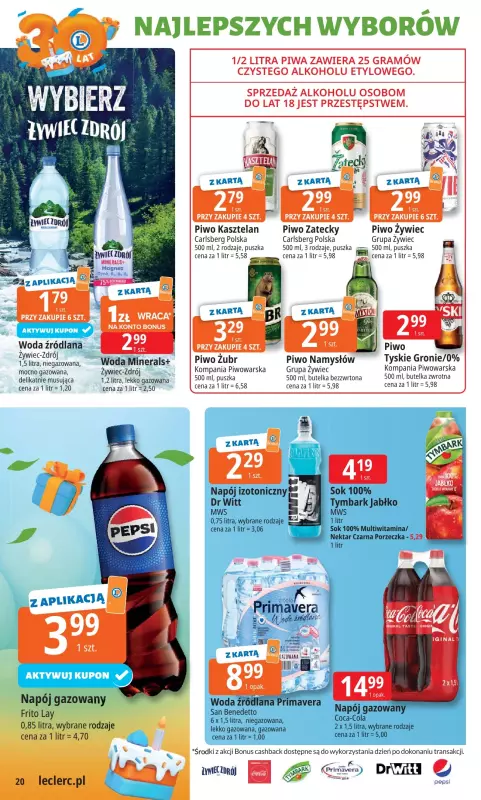Leclerc - gazetka promocyjna Oferta E.Leclerc I 30 lat najlepszych wyborów od wtorku 16.09 do soboty 27.09 - strona 20