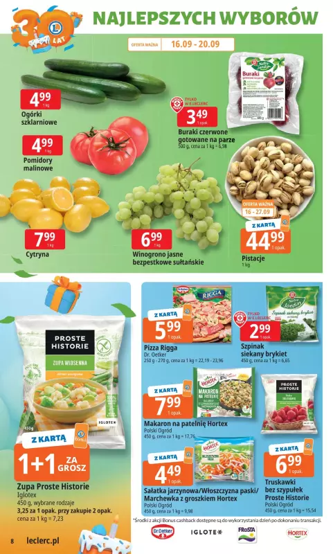 Leclerc - gazetka promocyjna Oferta E.Leclerc I 30 lat najlepszych wyborów od wtorku 16.09 do soboty 27.09 - strona 8