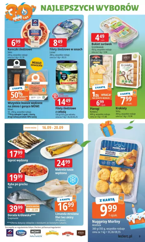 Leclerc - gazetka promocyjna Oferta E.Leclerc I 30 lat najlepszych wyborów od wtorku 16.09 do soboty 27.09 - strona 9