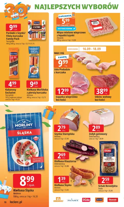 Leclerc - gazetka promocyjna Oferta E.Leclerc I 30 lat najlepszych wyborów od wtorku 16.09 do soboty 27.09 - strona 10