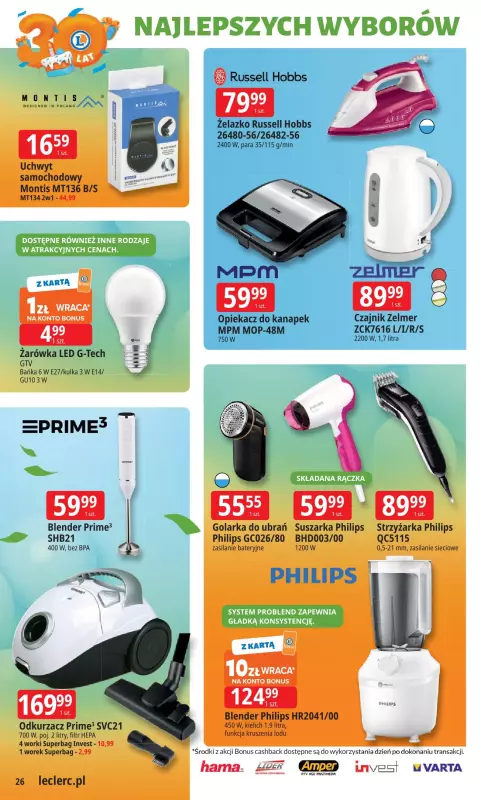 Leclerc - gazetka promocyjna Oferta E.Leclerc I 30 lat najlepszych wyborów od wtorku 16.09 do soboty 27.09 - strona 26