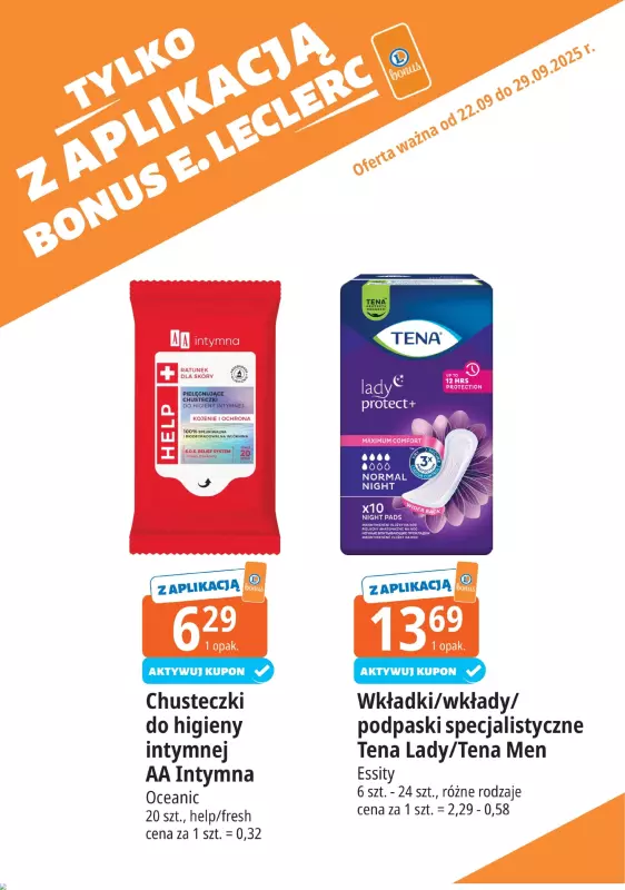 Leclerc - gazetka promocyjna Oferta E.Leclerc I Bonus skanujesz, kasę zyskujesz od poniedziałku 22.09 do poniedziałku 29.09 - strona 9