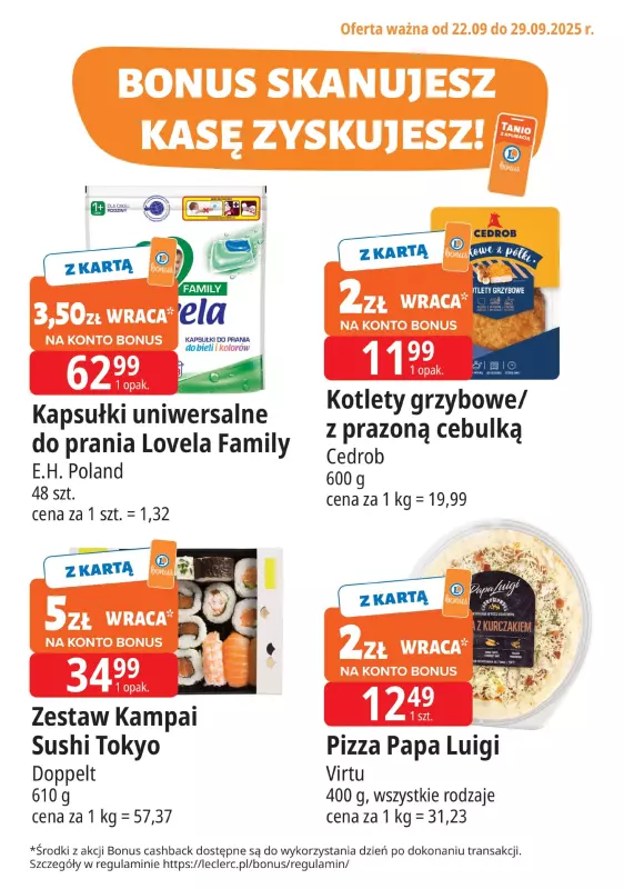 Leclerc - gazetka promocyjna Oferta E.Leclerc I Bonus skanujesz, kasę zyskujesz  