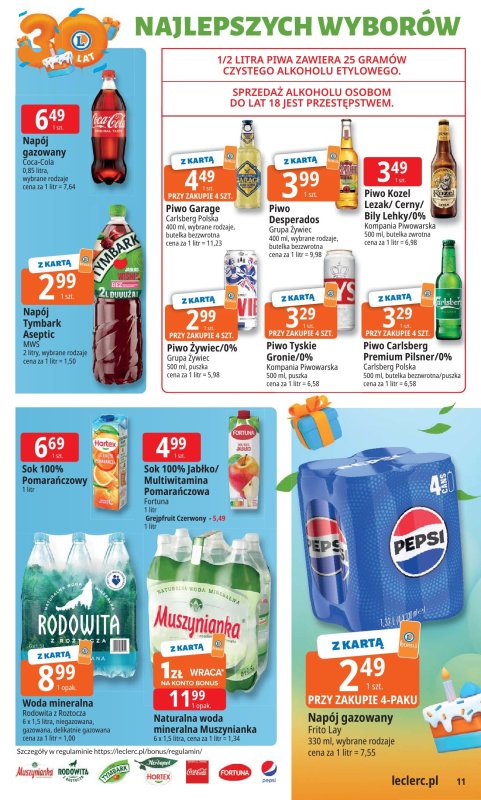 Leclerc - gazetka promocyjna Oferta E.Leclerc I 30 lat najlepszych wyborów od wtorku 30.09 do soboty 11.10 - strona 11