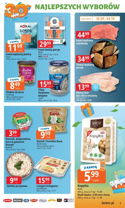 Leclerc - gazetka promocyjna Oferta E.Leclerc I 30 lat najlepszych wyborów od wtorku 30.09 do soboty 11.10 - strona 5