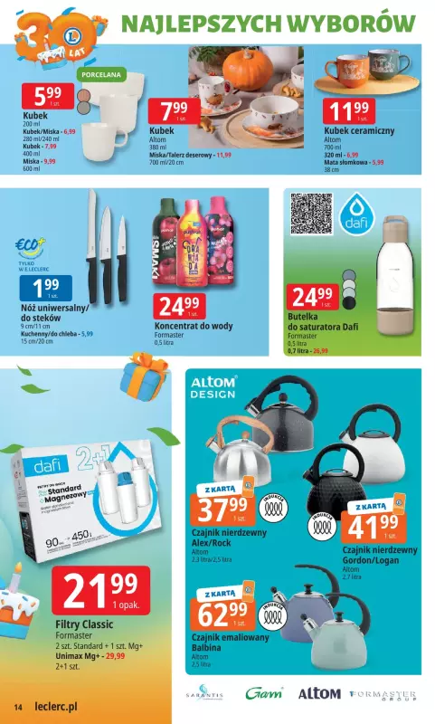 Leclerc - gazetka promocyjna Oferta E.Leclerc I 30 lat najlepszych wyborów od wtorku 30.09 do soboty 11.10 - strona 14