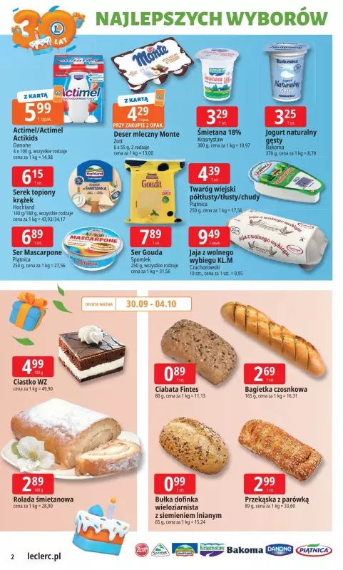 Leclerc - gazetka promocyjna Oferta E.Leclerc I 30 lat najlepszych wyborów od wtorku 30.09 do soboty 11.10 - strona 2