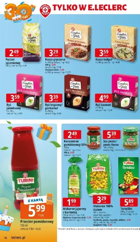 Leclerc - gazetka promocyjna Oferta E.Leclerc I 30 lat najlepszych wyborów od poniedziałku 06.10 do poniedziałku 13.10 - strona 16