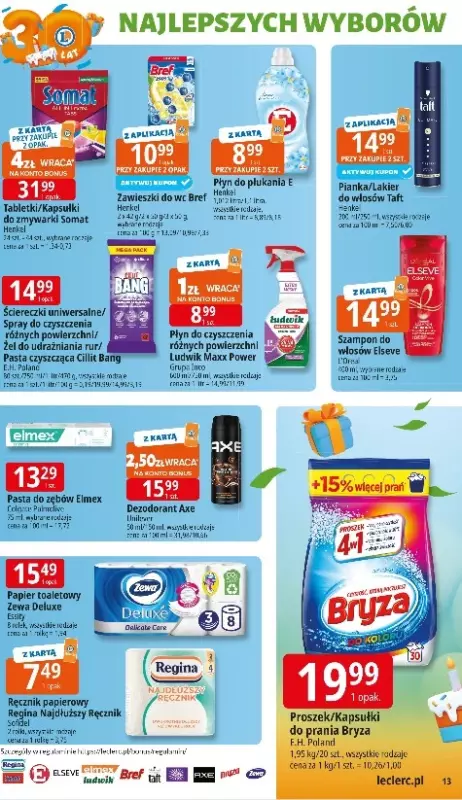 Leclerc - gazetka promocyjna Oferta E.Leclerc I 30 lat najlepszych wyborów od poniedziałku 06.10 do poniedziałku 13.10 - strona 13