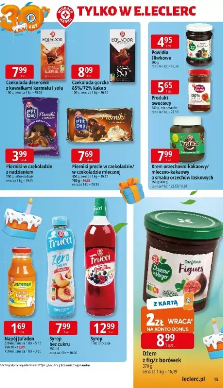 Leclerc - gazetka promocyjna Oferta E.Leclerc I 30 lat najlepszych wyborów od poniedziałku 06.10 do poniedziałku 13.10 - strona 15