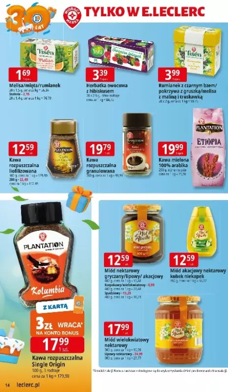 Leclerc - gazetka promocyjna Oferta E.Leclerc I 30 lat najlepszych wyborów od poniedziałku 06.10 do poniedziałku 13.10 - strona 14