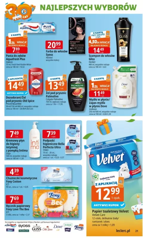 Leclerc - gazetka promocyjna Oferta E.Leclerc I 30 lat najlepszych wyborów od wtorku 14.10 do soboty 25.10 - strona 21