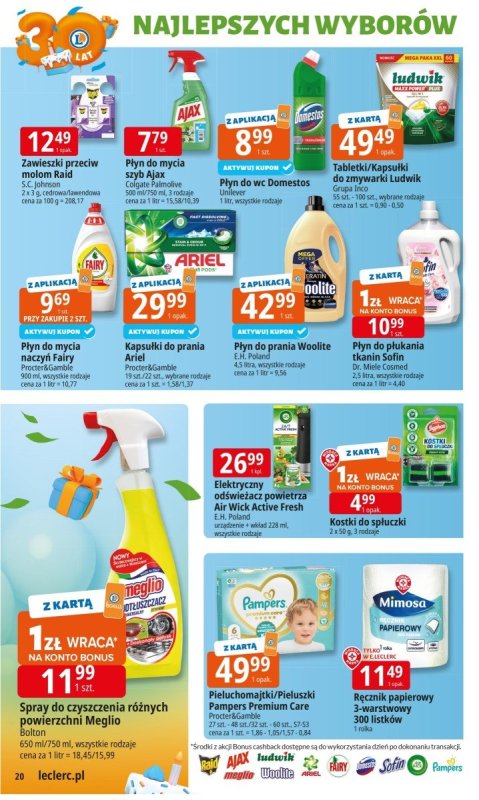 Leclerc - gazetka promocyjna Oferta E.Leclerc I 30 lat najlepszych wyborów od wtorku 14.10 do soboty 25.10 - strona 20