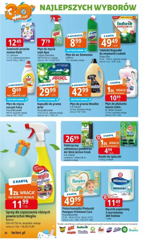 Leclerc - gazetka promocyjna Oferta E.Leclerc I 30 lat najlepszych wyborów od wtorku 14.10 do soboty 25.10 - strona 20