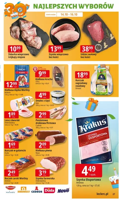 Leclerc - gazetka promocyjna Oferta E.Leclerc I 30 lat najlepszych wyborów od wtorku 14.10 do soboty 25.10 - strona 27