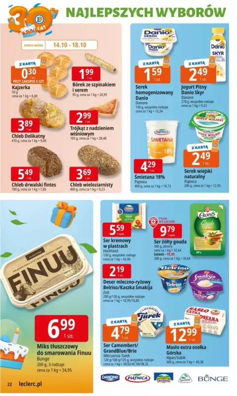 Leclerc - gazetka promocyjna Oferta E.Leclerc I 30 lat najlepszych wyborów od wtorku 14.10 do soboty 25.10 - strona 22