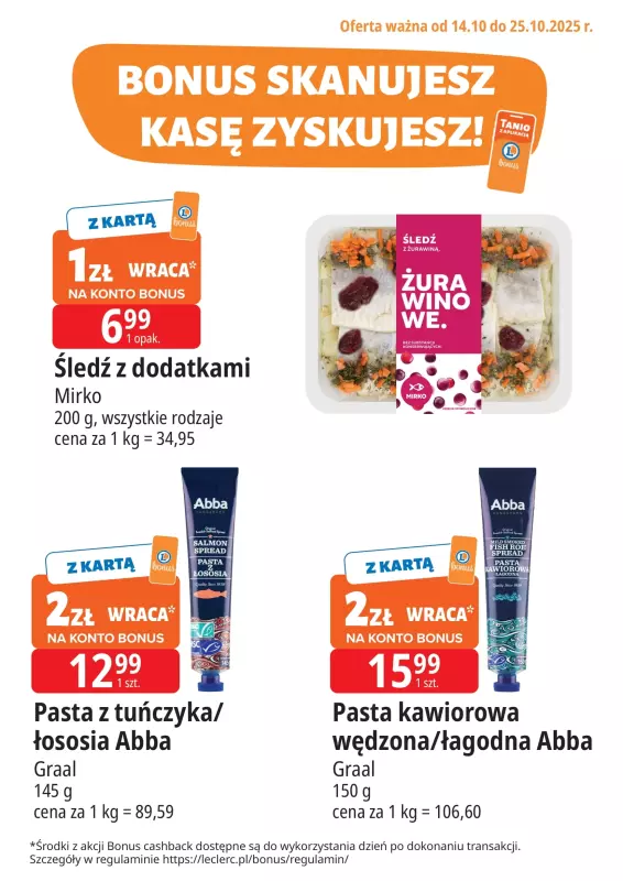 Leclerc - gazetka promocyjna Oferta E.Leclerc I Bonus skanujesz, kasę zyskujesz  