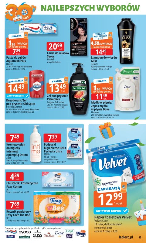 Leclerc - gazetka promocyjna Oferta E.Leclerc I 30 lat najlepszych wyborów od wtorku 14.10 do soboty 25.10 - strona 13