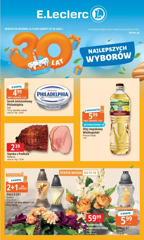 Leclerc - gazetka promocyjna Oferta E.Leclerc I 30 lat najlepszych wyborów  