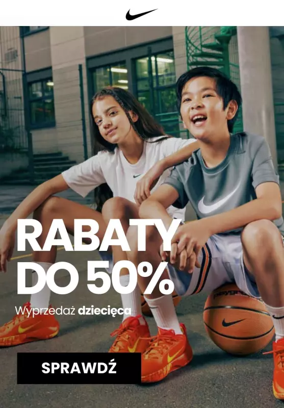 NIKE - gazetka promocyjna Wyprzedaż DLA DZIECI do -50% od czwartku 01.08 do środy 07.08