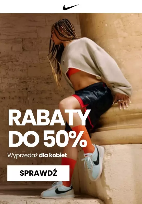 NIKE - gazetka promocyjna RABATY DO 50% - Wyprzedaż dla kobiet od czwartku 19.09 