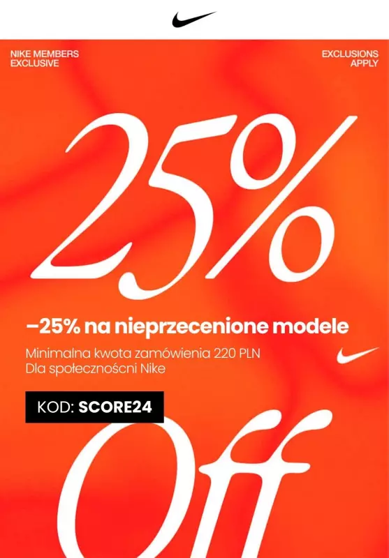 NIKE - gazetka promocyjna Black Friday! -25% na nieprzecenione modele od wtorku 19.11 do niedzieli 24.11