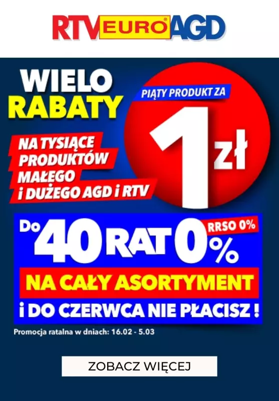 EURO RTV AGD - gazetka promocyjna Wielorabaty na tysiące produktów AGD i RTV od wtorku 20.02 do czwartku 29.02