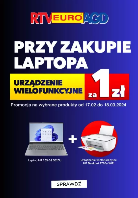 EURO RTV AGD - gazetka promocyjna 1 zł za urządzenie wielofunkcyjne przy zakupie laptopa od piątku 23.02 do poniedziałku 18.03