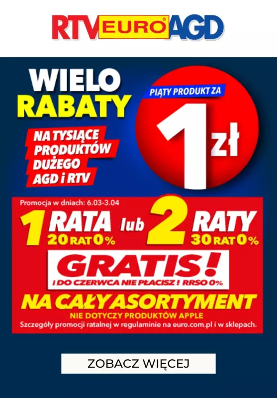 EURO RTV AGD - gazetka promocyjna Wielorabaty na duże AGD i RTV! od poniedziałku 04.03 do czwartku 14.03