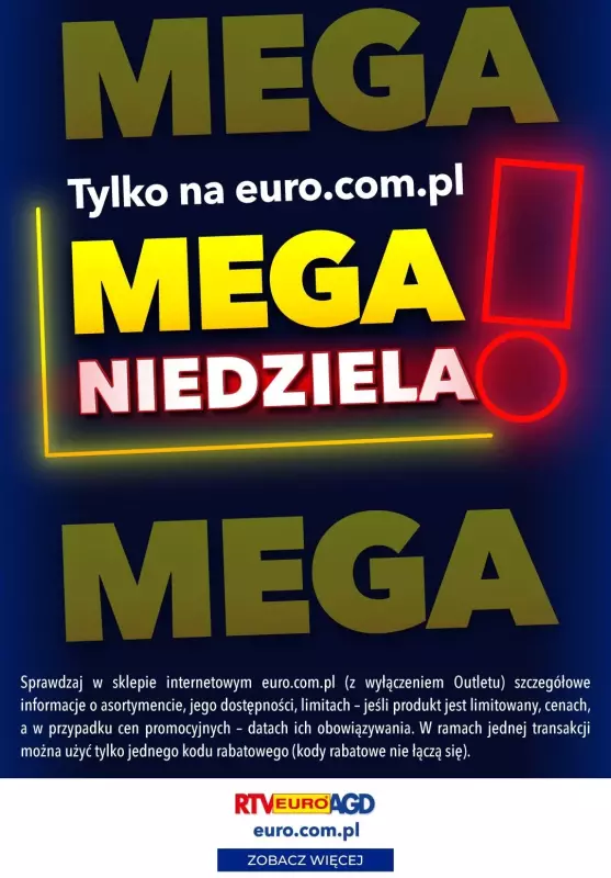 EURO RTV AGD - gazetka promocyjna Mega niedziela! od soboty 09.03 do niedzieli 10.03