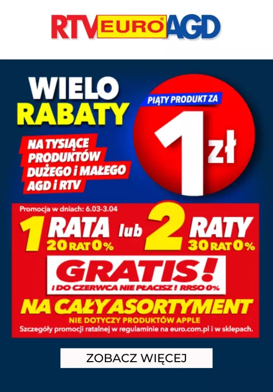 EURO RTV AGD - gazetka promocyjna Wielorabaty na AGD i RTV! od poniedziałku 18.03 do wtorku 02.04