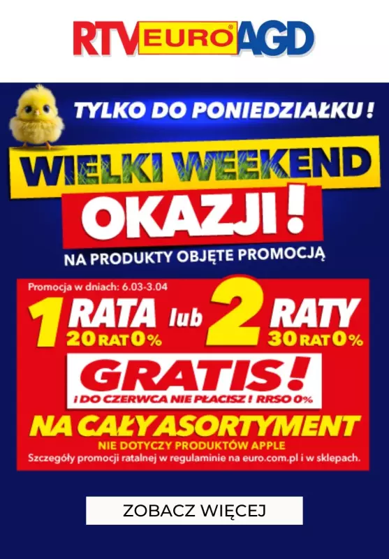 EURO RTV AGD - gazetka promocyjna Wielki weekend okazji! od piątku 22.03 do poniedziałku 25.03
